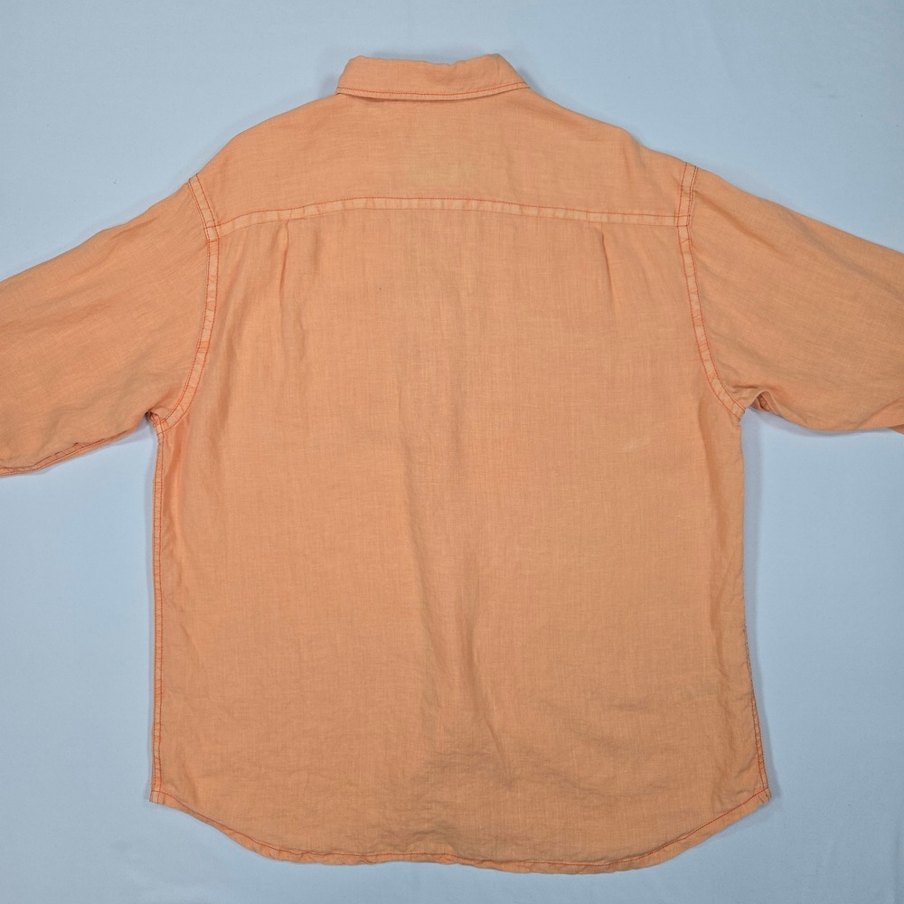 Tommy Bahama Men Linen Orange Button Shirt XL Relax Fit Sunwashed Coastal Casual - Picture 4 of 15